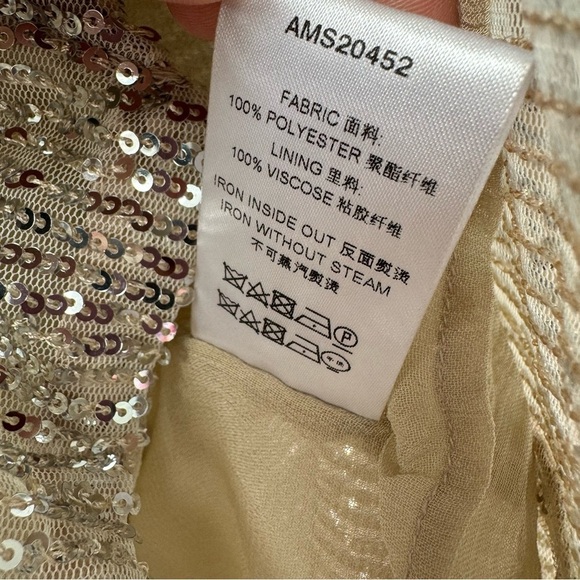 AMEN couture paillettes sequin beaded silver long sleeve mini dress NWT H - Picture 11 of 16